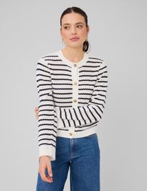 Gilet boutonn&eacute; &agrave; rayures