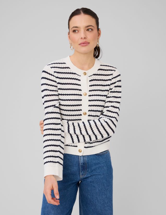 Gilet boutonn&eacute; &agrave; rayures