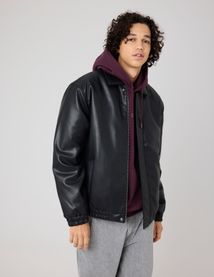 Blouson zippé en tissu enduit
