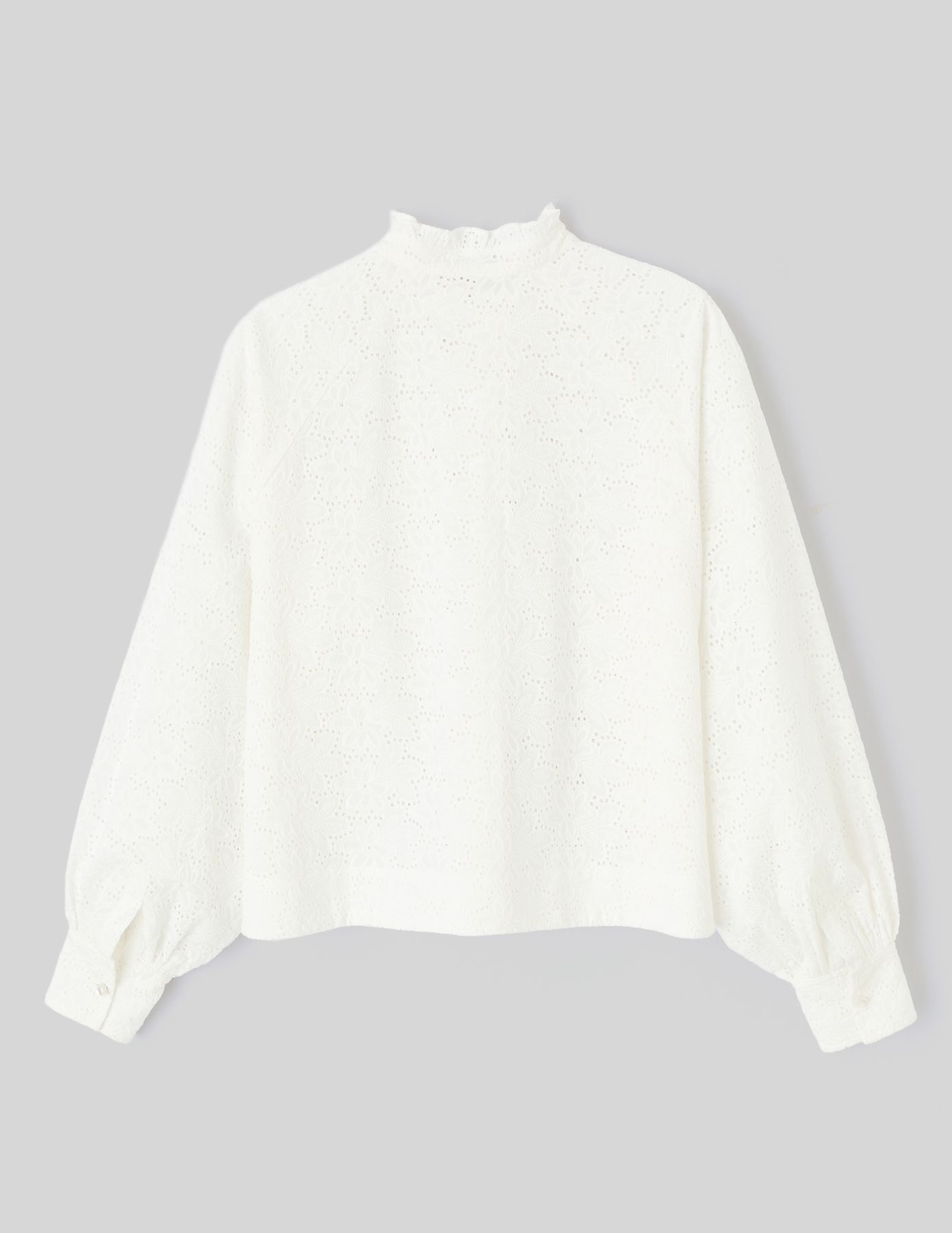 Chemise col montant broderie anglaise