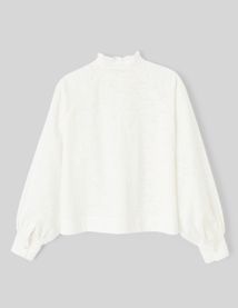 Chemise col montant broderie anglaise