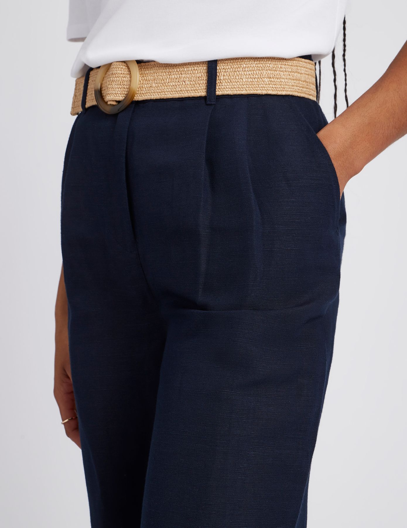 Pantalon lin avec ceinture