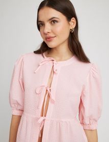 Chemise rayée à nœuds
