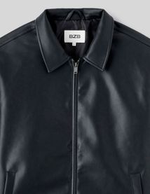Blouson zippé en tissu enduit