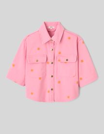 Veste en twill brod&eacute;e