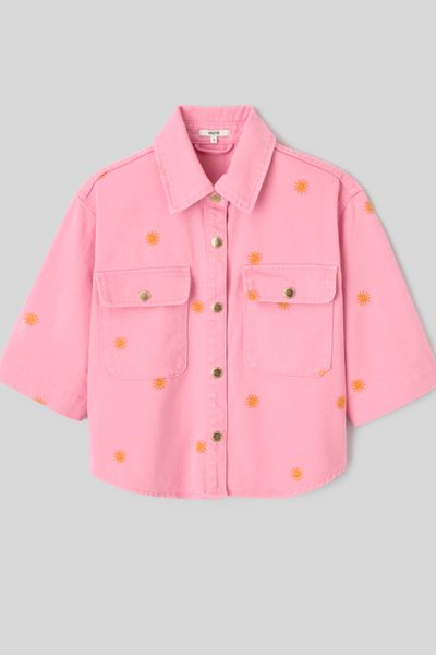 Veste en twill brod&eacute;e