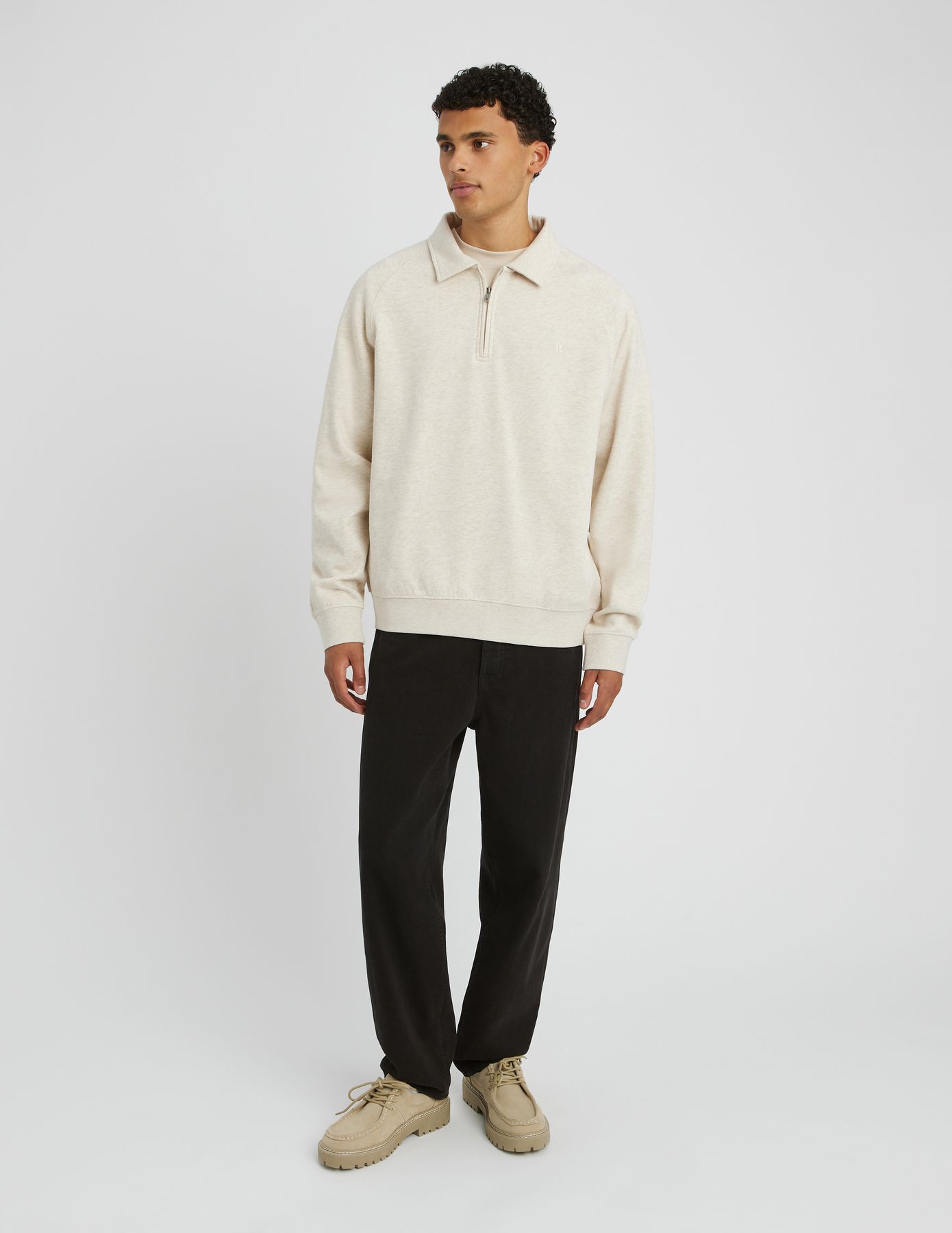 Sweat col polo zippé