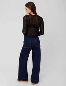 T-shirt manches longues en dentelle