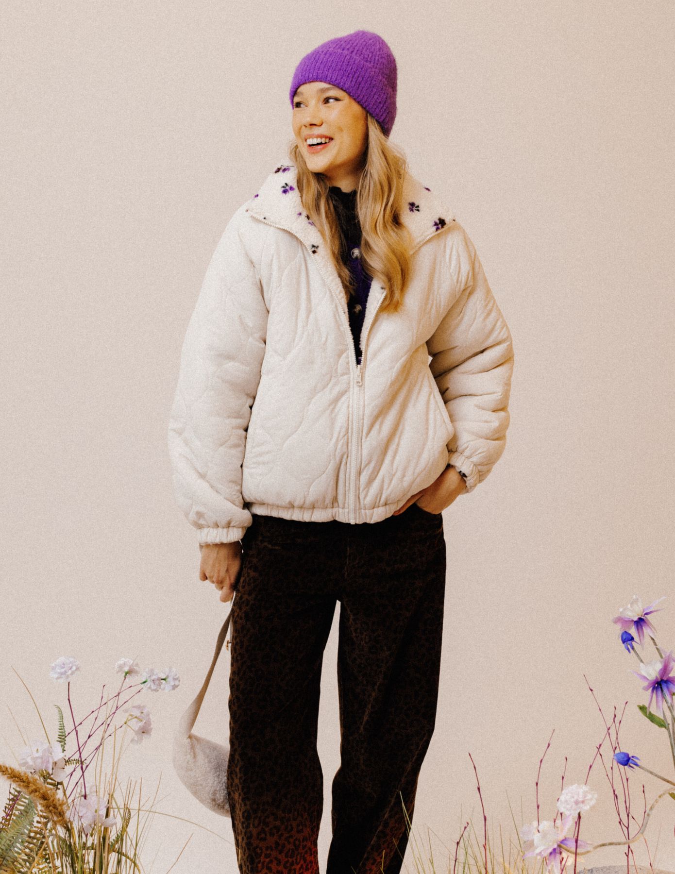 Blouson sherpa imprimé réversible