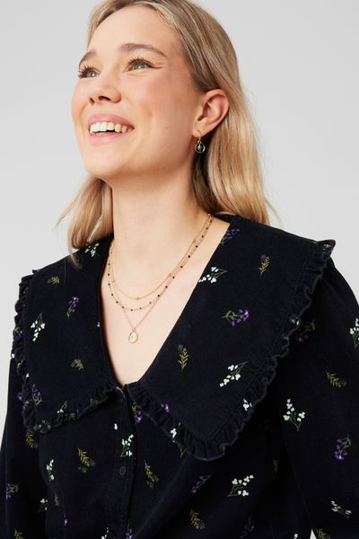 Blouse imprimée en velours côtelé