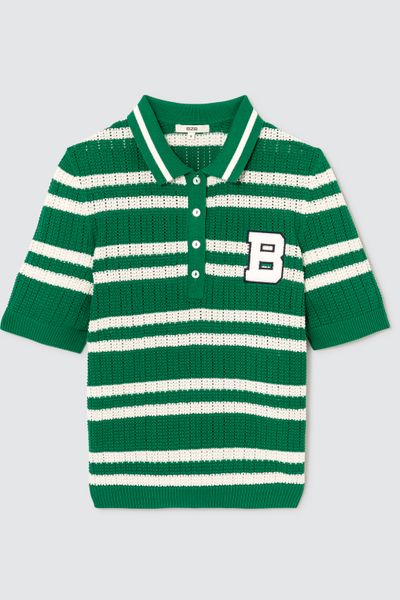 Polo ajouré rayé