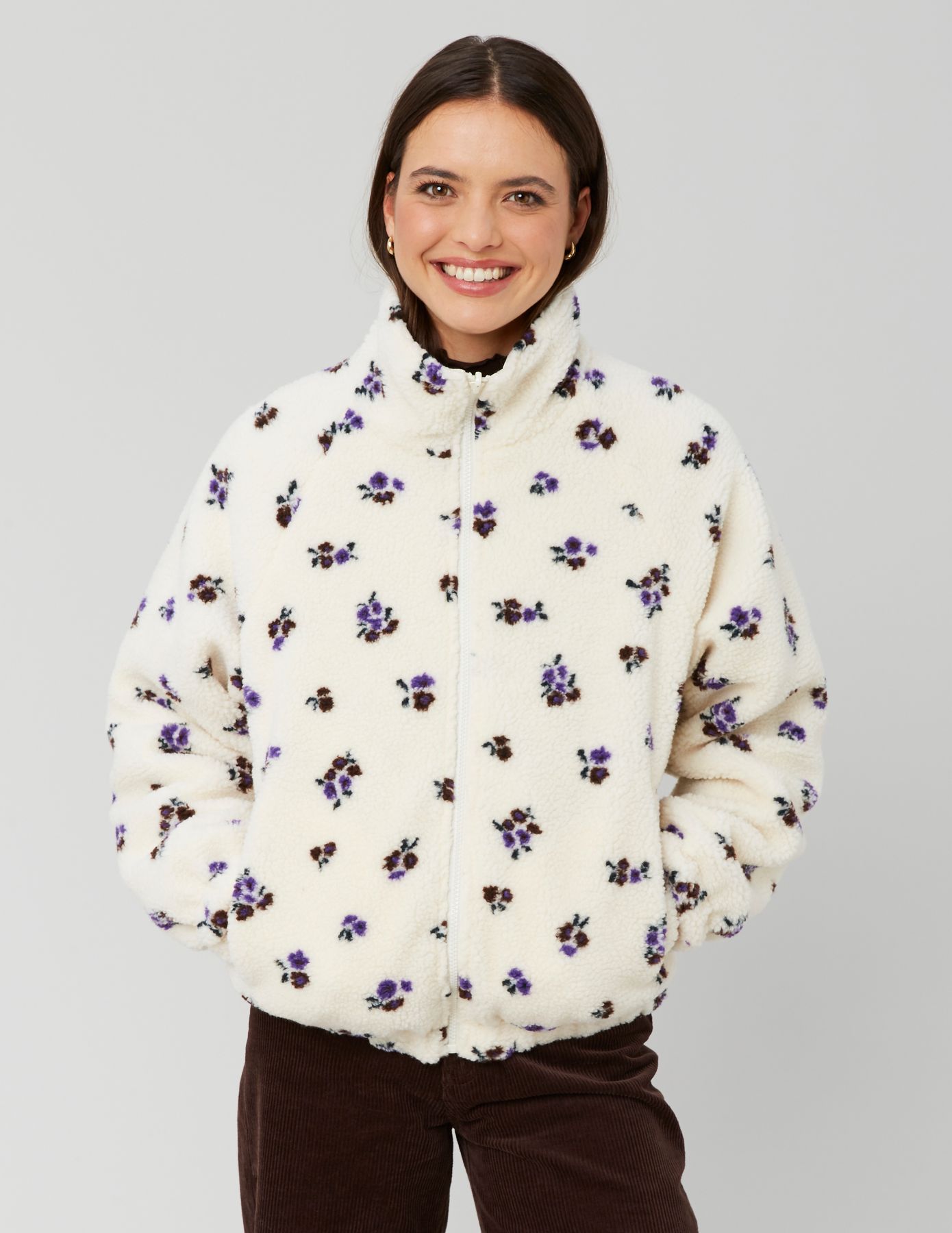 Blouson sherpa imprimé réversible