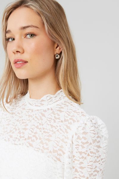 T-shirt col montant dentelle