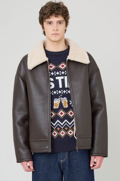 Blouson zippé col sherpa