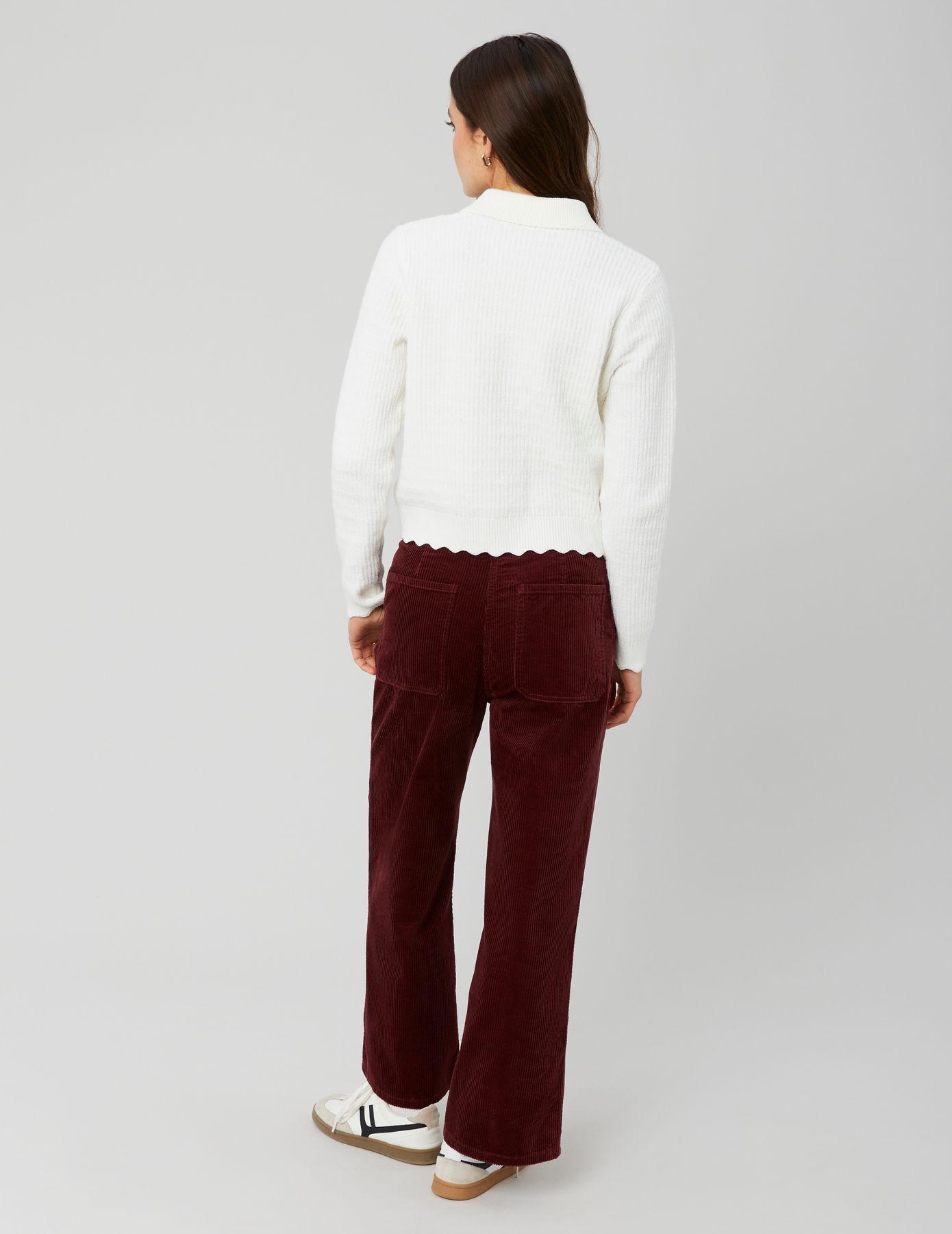 Pantalon wide leg velours cropped
