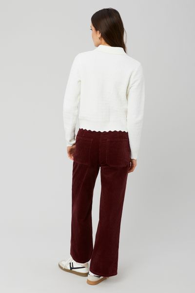 Pantalon wide leg velours cropped