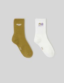 Lot de 2 paires de chaussettes broderie
