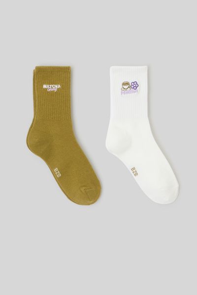 Lot de 2 paires de chaussettes broderie