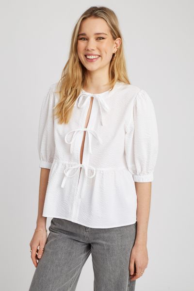 Chemise rayée à nœuds