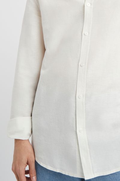 Chemise coton lin col mao