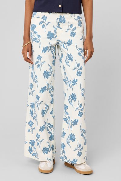 Jean imprim&eacute; fleurs