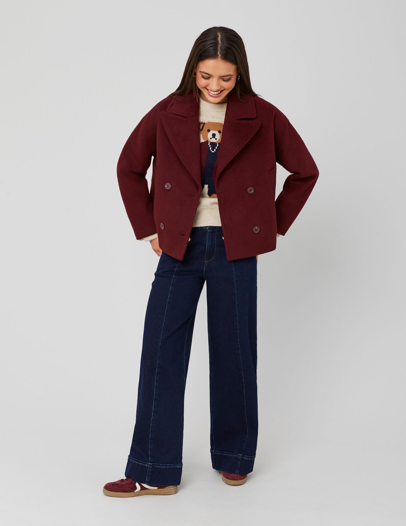 Manteau caban en laine