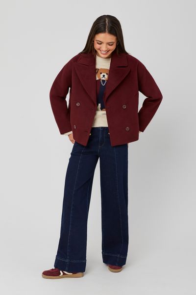 Manteau caban en laine