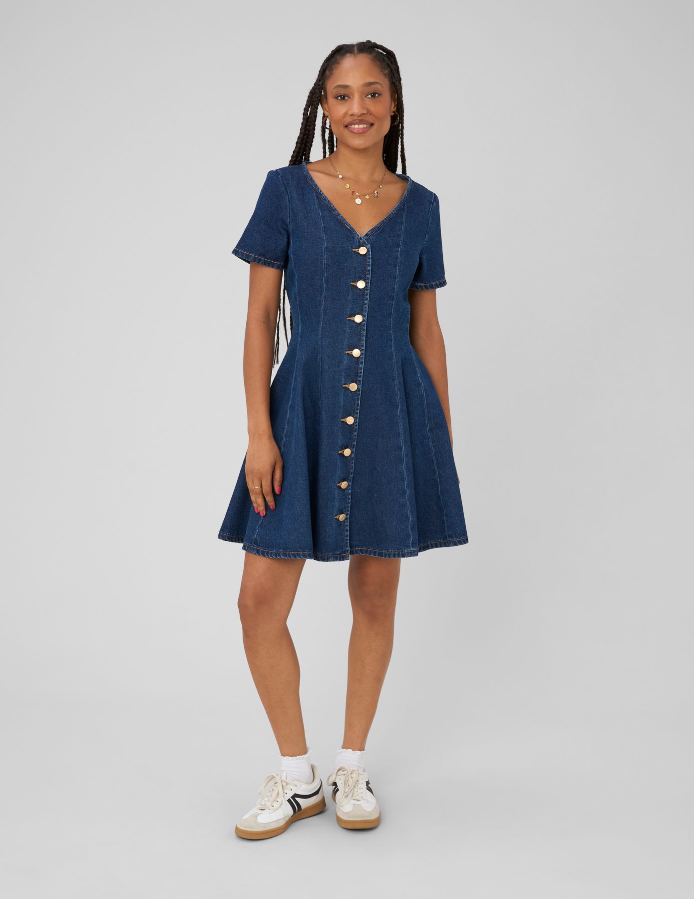 Robe denim boutonn&eacute;e