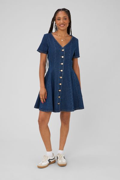 Robe denim boutonn&eacute;e