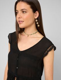 Blouse sans manches &agrave; volants