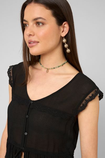 Blouse sans manches &agrave; volants