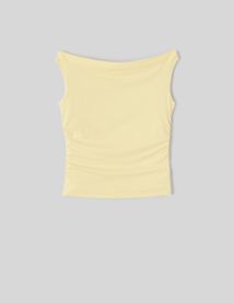 T-shirt à fronces col bardot