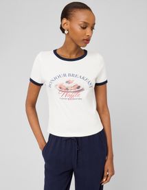 T-shirt imprim&eacute; &agrave; bords contrast&eacute;s