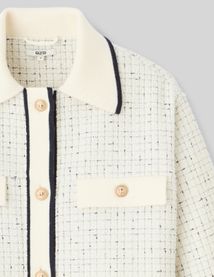 Veste en tweed col contrasté