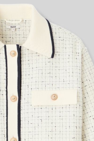 Veste en tweed col contrasté