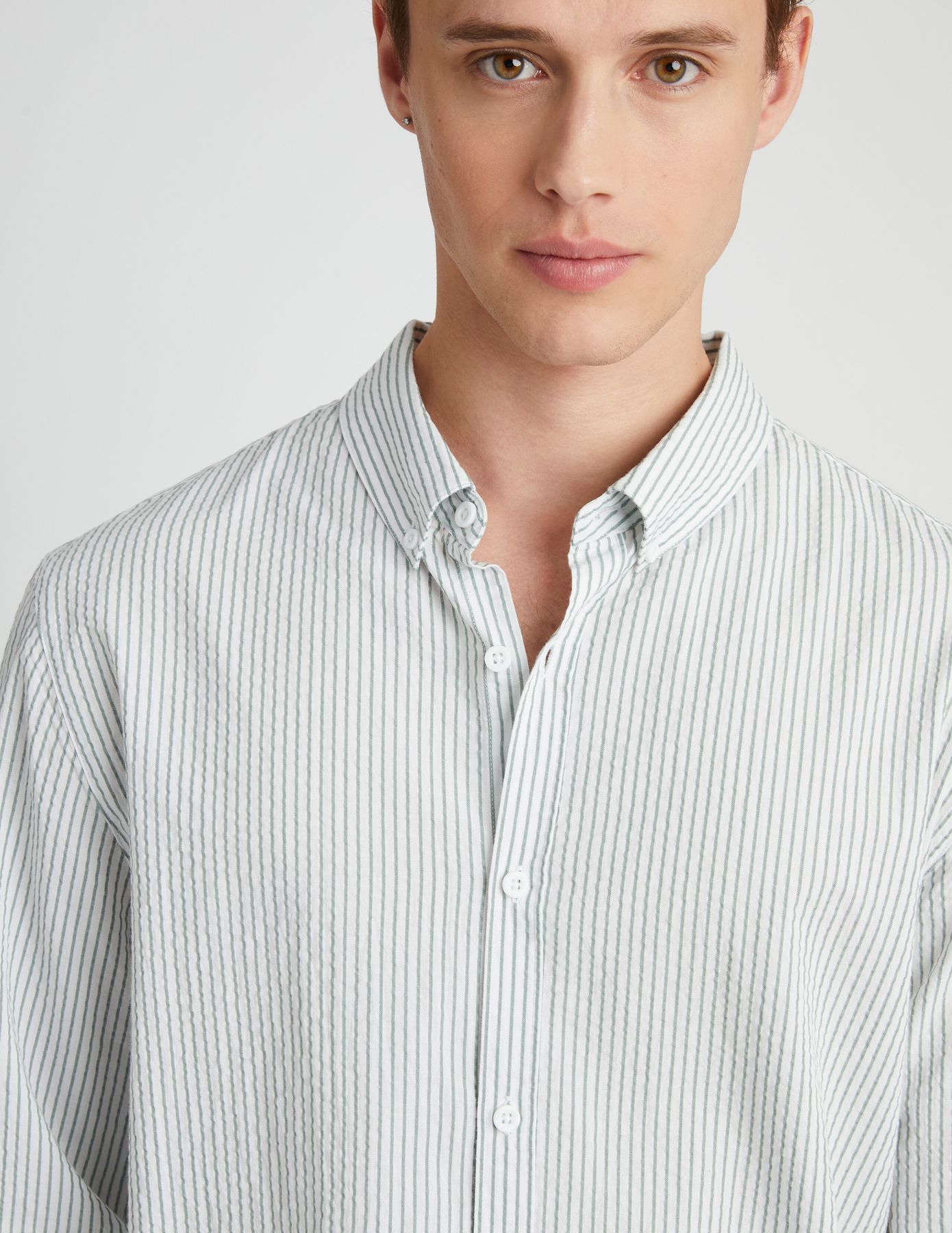 Chemise seersucker rayée