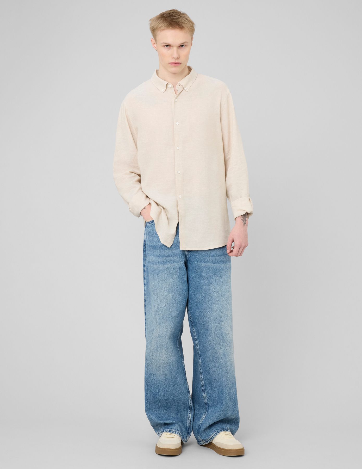 Chemise manches longues viscose lin