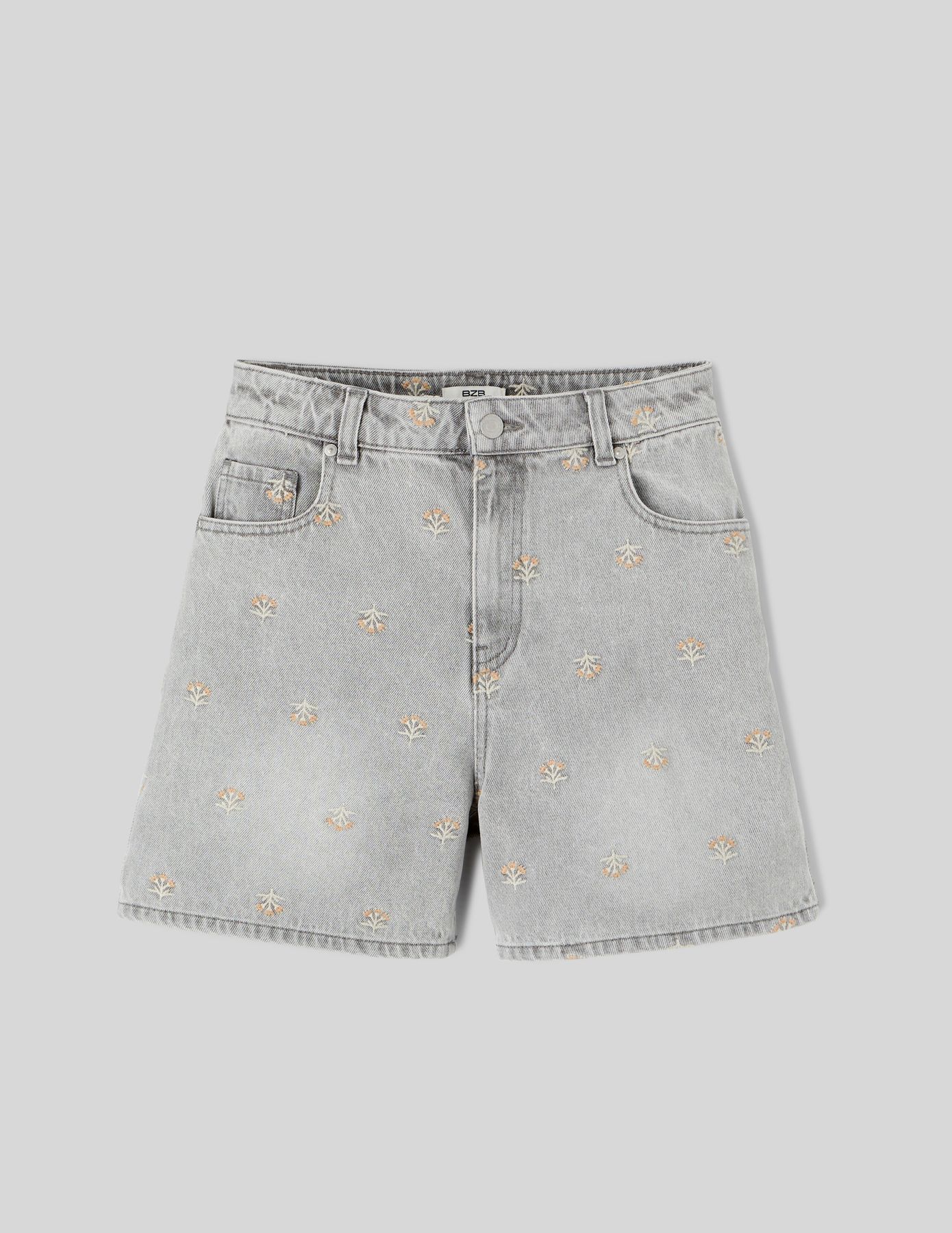 Short en jean brodé