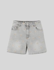 Short en jean brodé
