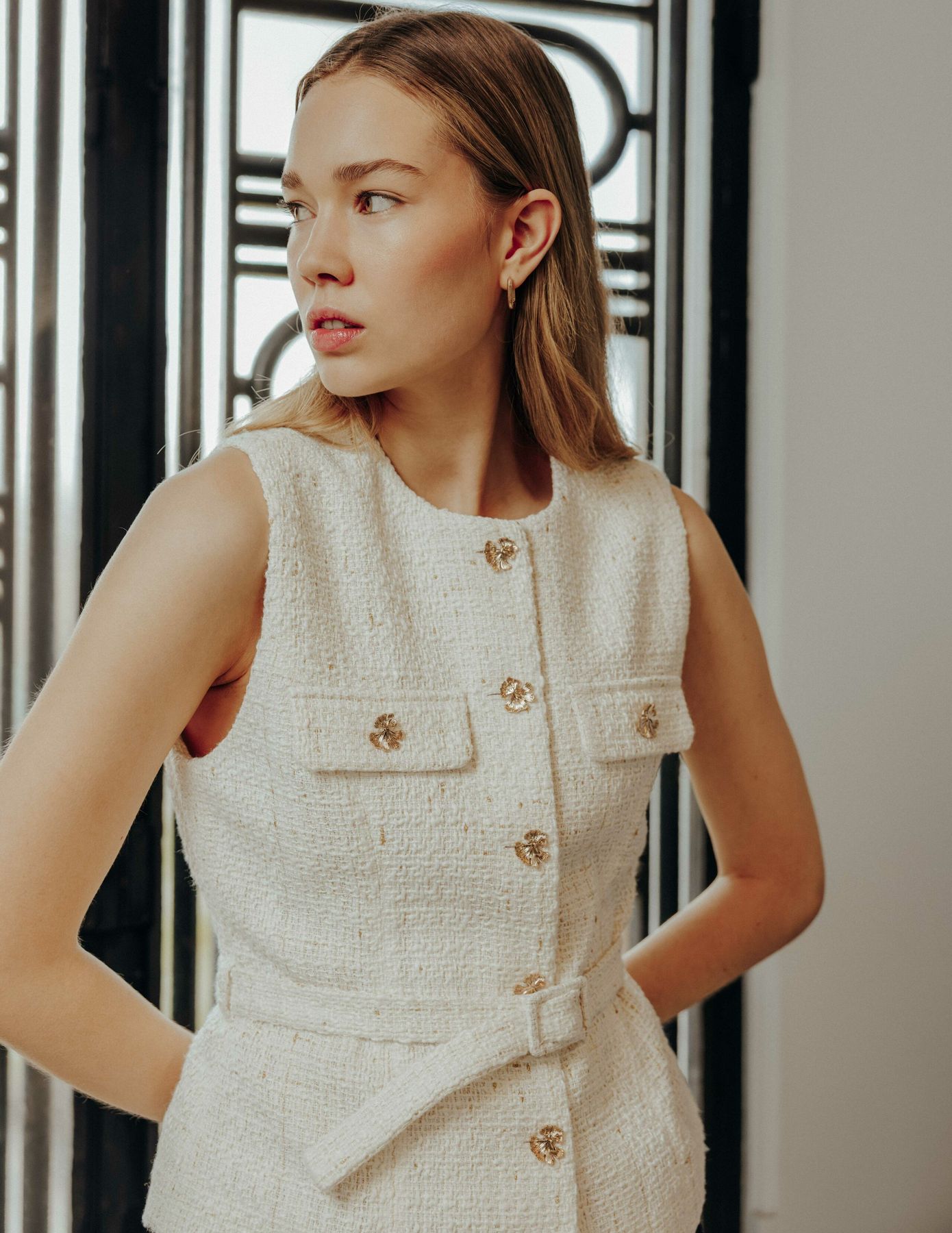 Veste en tweed sans manches