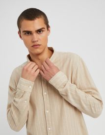 Chemise rayée droite en lin