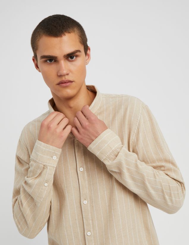 Chemise rayée droite en lin