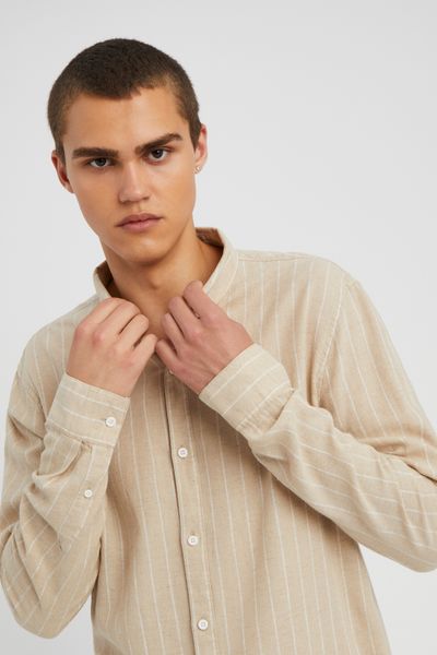Chemise rayée droite en lin