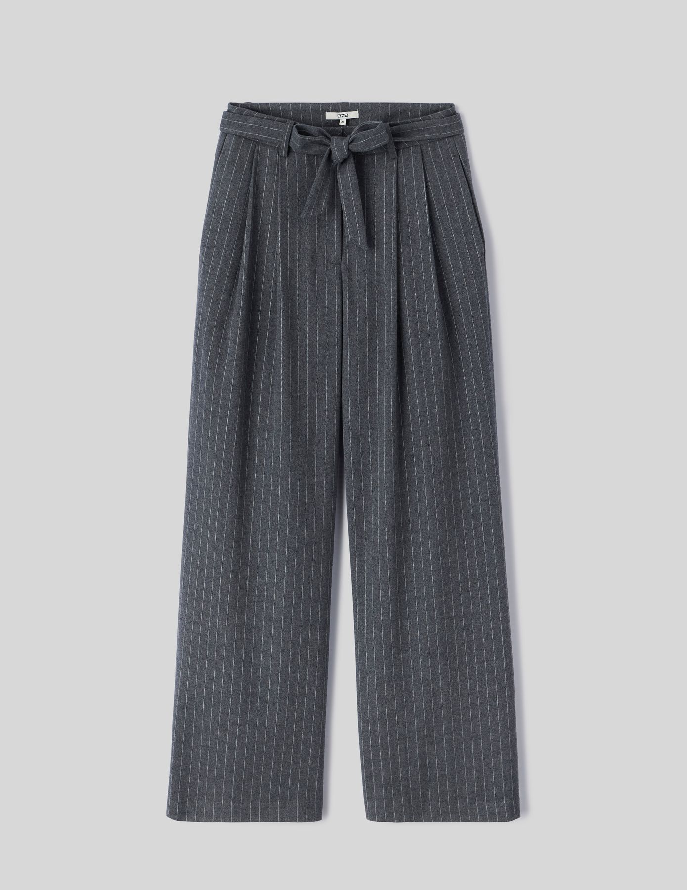 Pantalon tailleur à pinces rayé en polyester recyc