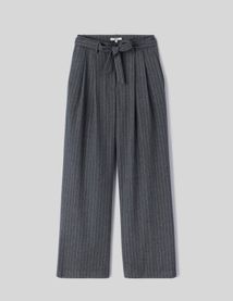 Pantalon tailleur à pinces rayé en polyester recyc