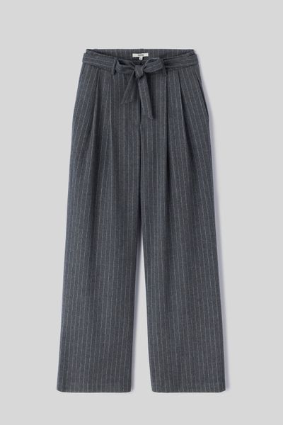 Pantalon tailleur à pinces rayé en polyester recyc