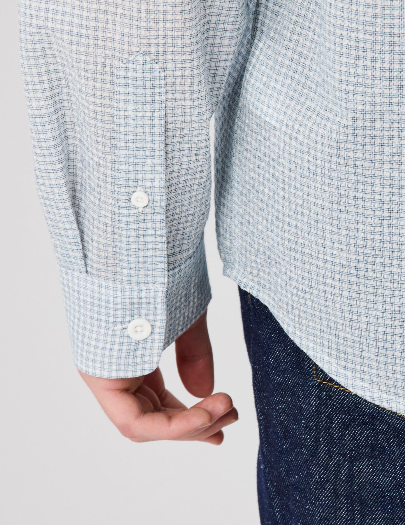 Chemise &agrave; carreaux seersucker