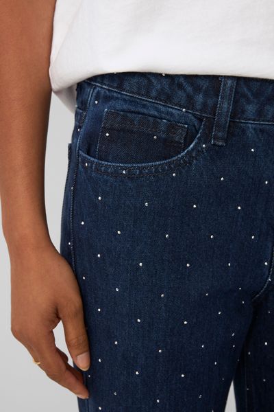 Jean straight &agrave; strass