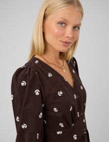Robe courte en velours imprim&eacute;e