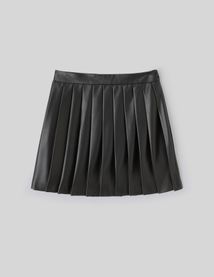 Jupe plissée en tissu enduit